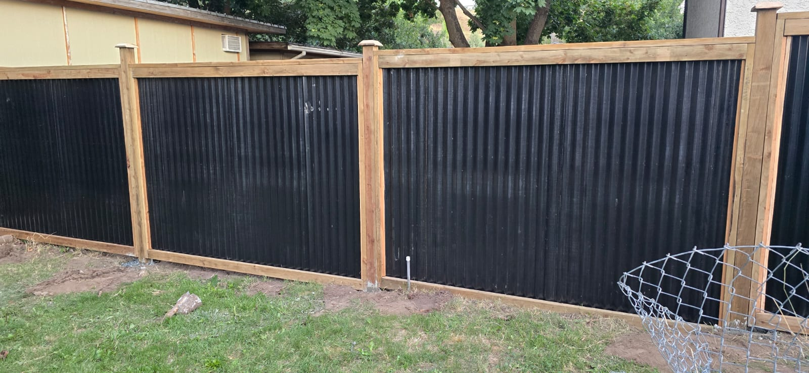 Corrugated Metal Wood Frame Fence