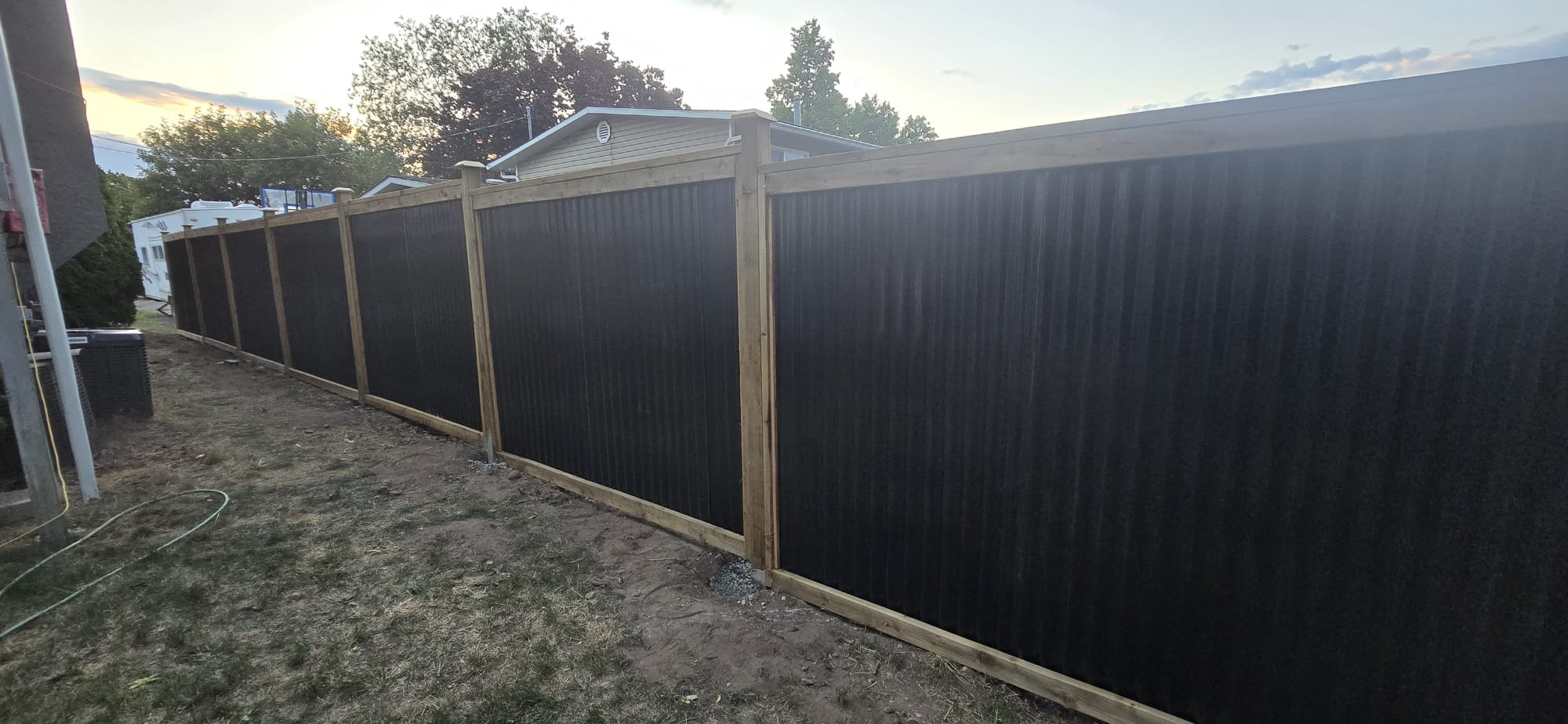 Corrugated Metal Wood Frame Fence